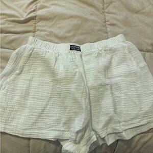 Cupshe Cream Textured High-Waist Lounge Shorts